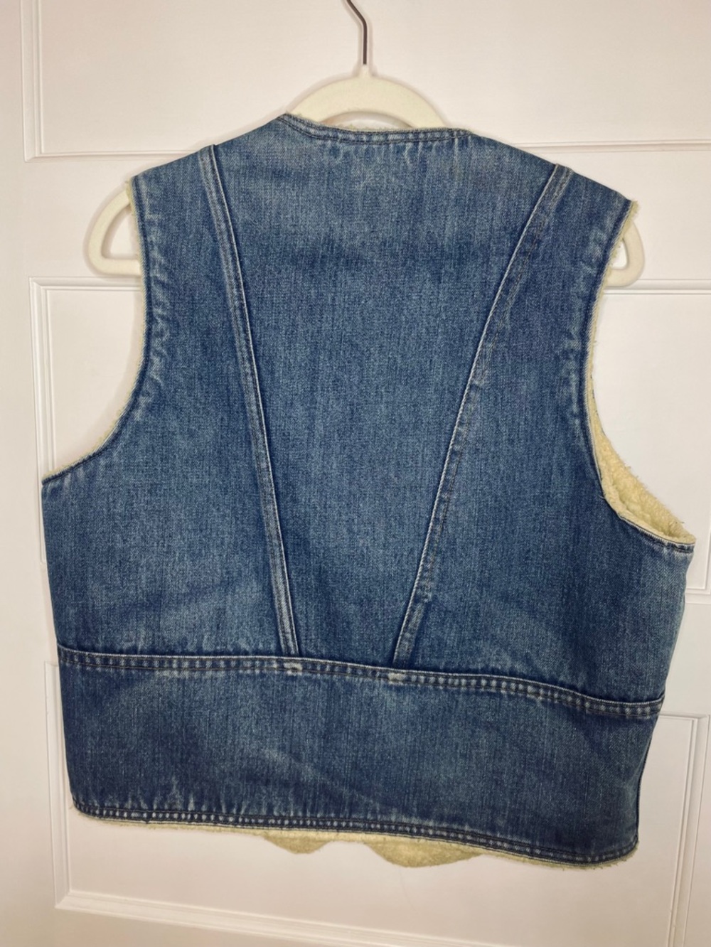 VTG‎ BIG SMITH Men’s Blue Denim Sherpa-Lined Vest - Picture 4 of 8